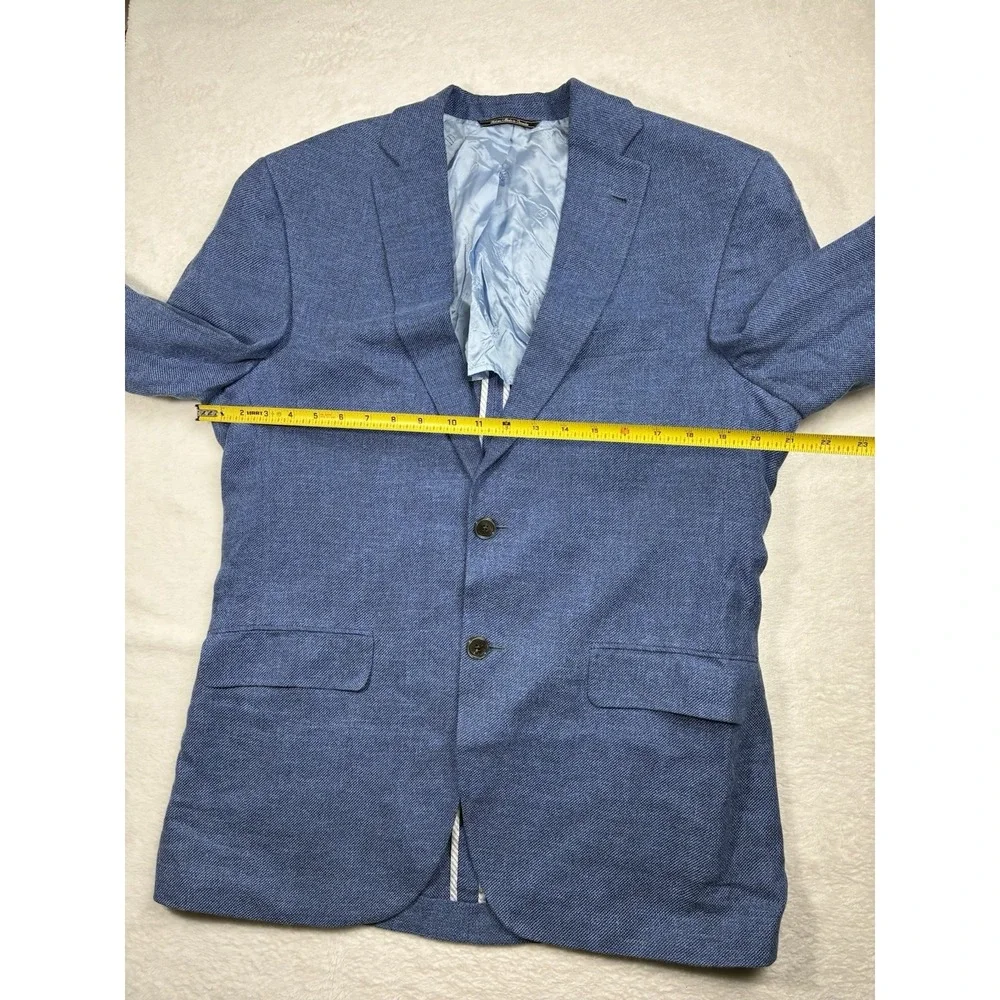 Jack Victor 40R Blazer Blue Wool Silk Cotton Sport Coat Mens Canada Italy Luxury